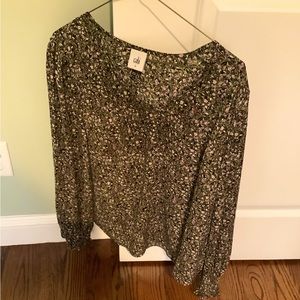 CAbi Green Floral Blouse